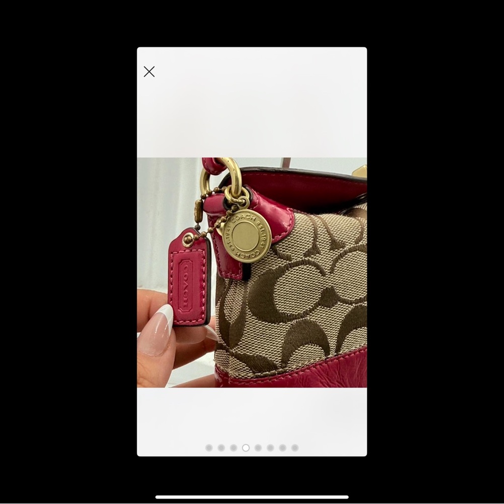 Coach Signature Mini Canvas and Fuchsia / Burgundy Vintage EUC - Picture 5 of 8